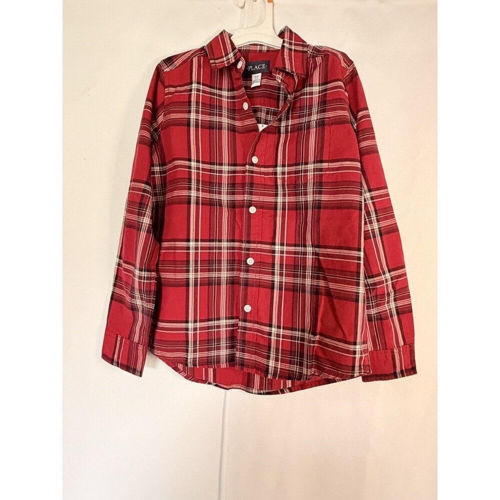 The Children's Place Boys' Plaid Button-Down Shirt Size Small 5/6 Long sleeves